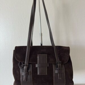 Peruzzi Brown suede leather shoulder bag